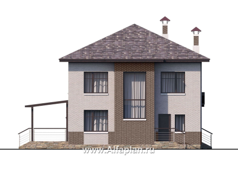 Проекты домов Альфаплан - Стильный двухэтажный коттедж со вторым светом - превью фасада №4