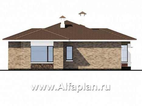 Проекты домов Альфаплан - «Аонида» - одноэтажный коттедж с остекленной верандой - превью фасада №3
