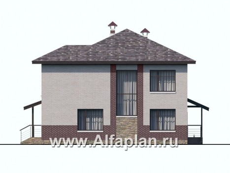 Проекты домов Альфаплан - «Статус» - современный комфортный дом с террасой - превью фасада №4