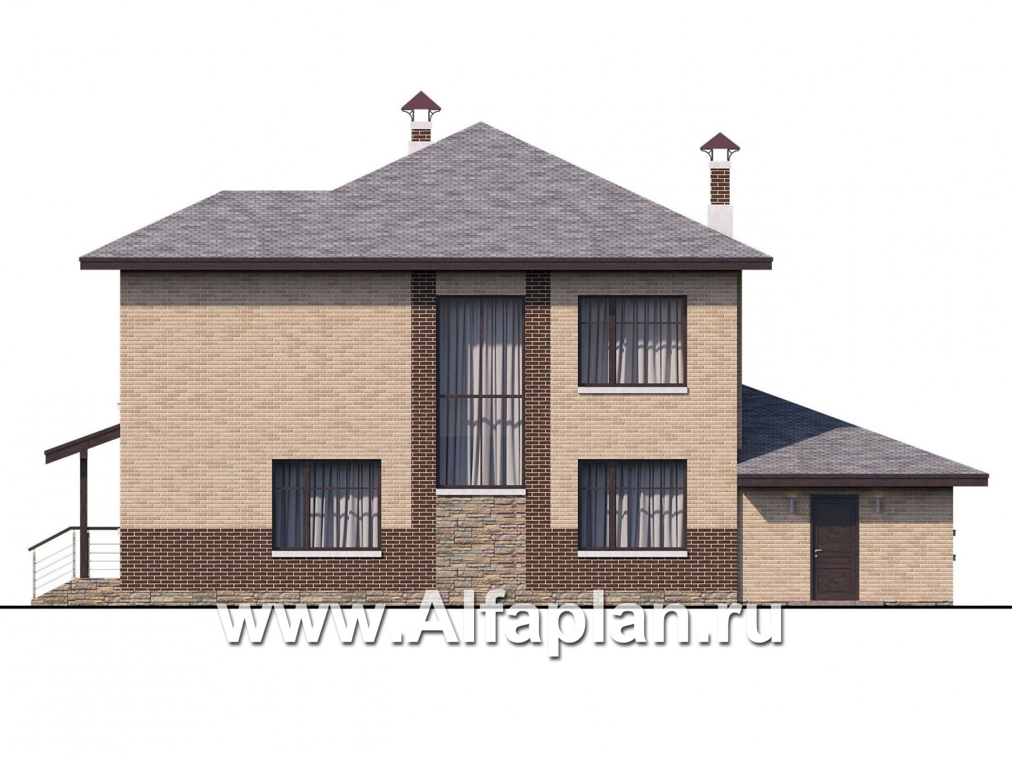 Проекты домов Альфаплан - «Статус» - современный комфортный дом с гаражом и террасой - изображение фасада №4