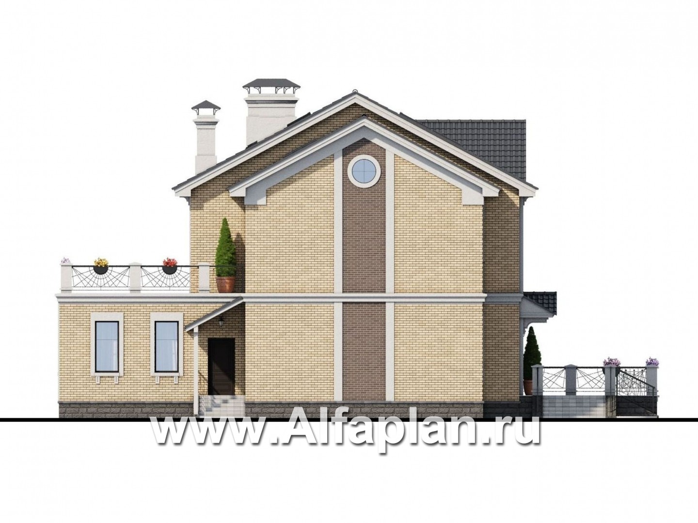 Проекты домов Альфаплан - «Богема» — эксклюзивное классическое поместье с бассейном - изображение фасада №3