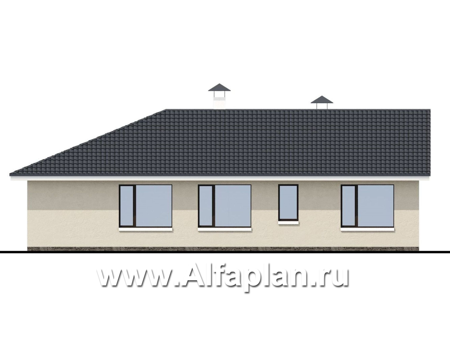«Яркий мир» - проект одноэтажного дома, с панорамным эркером, с просторной террасой, в современном стиле - фасад дома