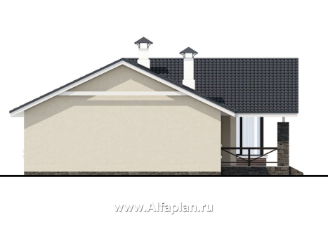 «Яркий мир» - проект одноэтажного дома, с панорамным эркером, с просторной террасой, в современном стиле - превью фасада дома