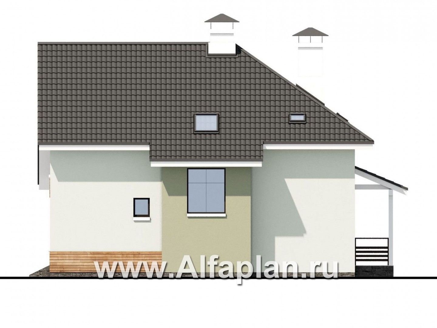 Проекты домов Альфаплан - Мансардный дом с угловым планом - изображение фасада №2