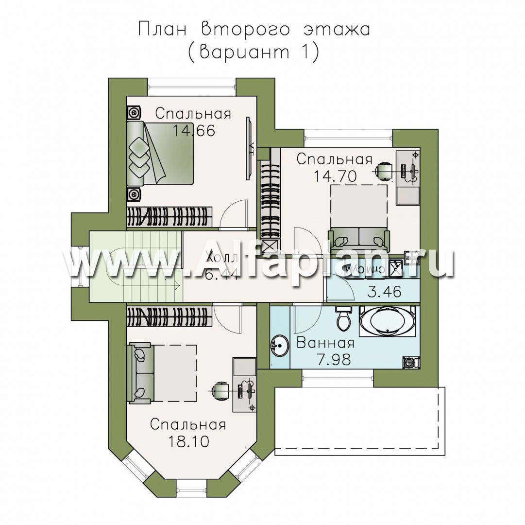 Проекты домов Альфаплан - «Веста» - небольшой дом с отличной планировкой  - план проекта №2