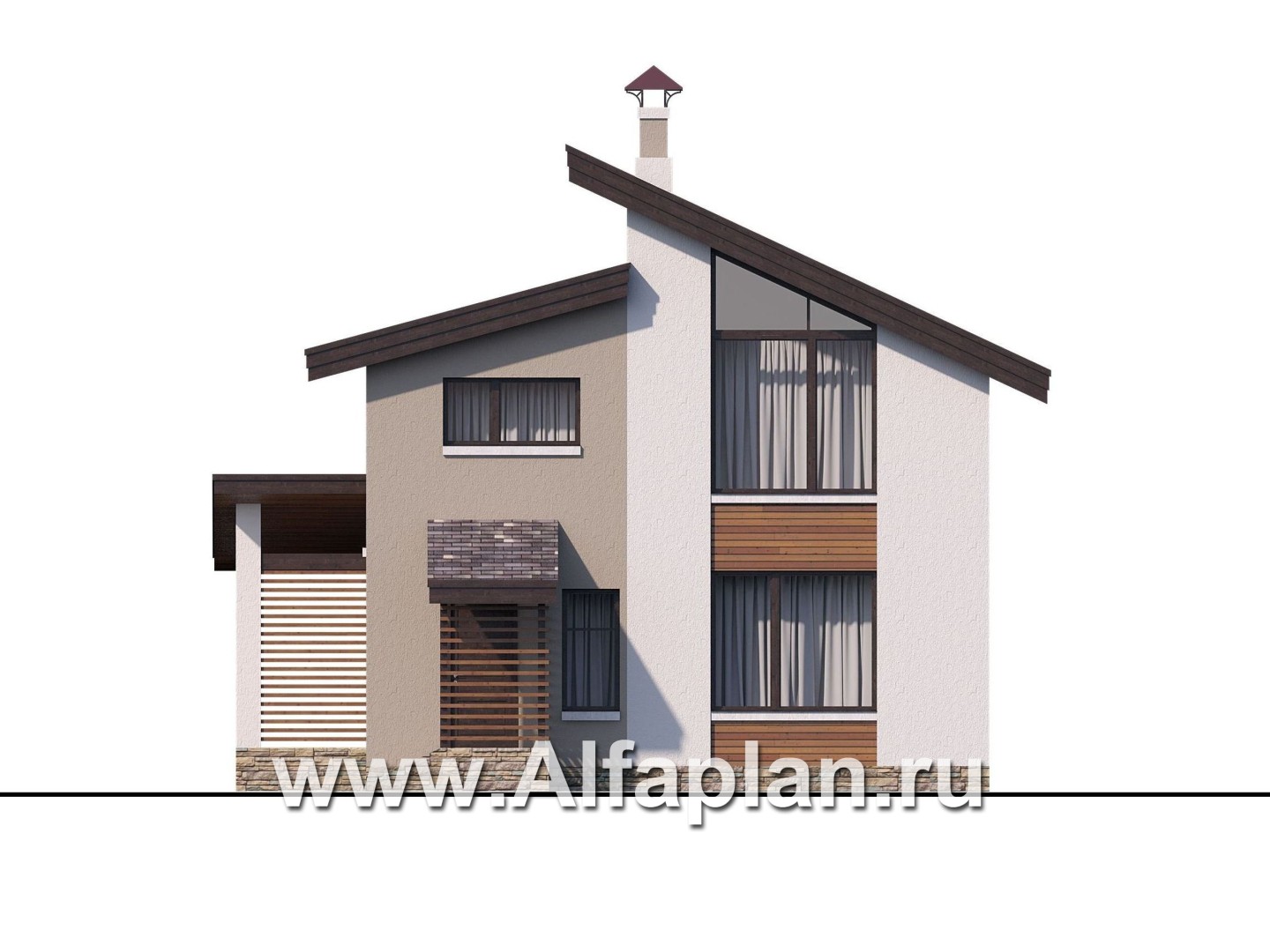 Проекты домов Альфаплан - «Оптима»- стильный небольшой дом - изображение фасада №4