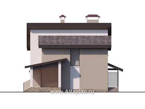 Проекты домов Альфаплан - «Оптима»- стильный небольшой дом - превью фасада №2