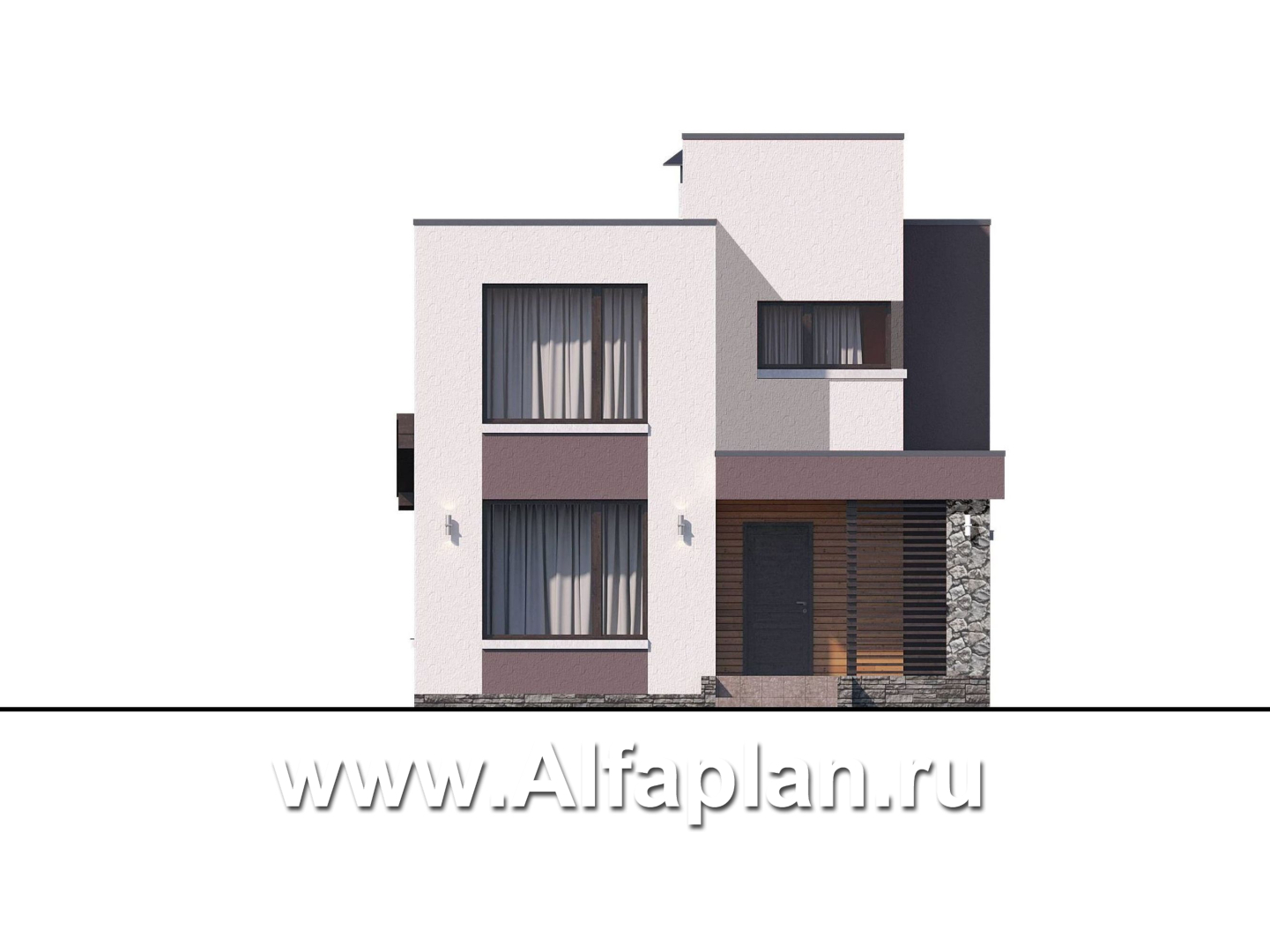 Проекты домов Альфаплан - «Арс» - проект двухэтажного дома с плоской кровлей, в стиле хай-тек, для узкого участка - дополнительное изображение №3