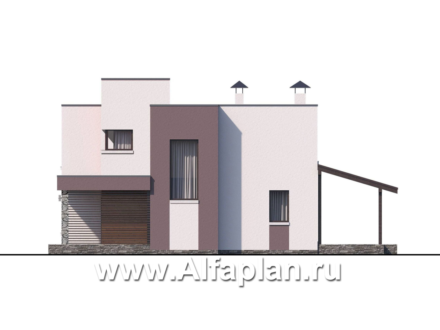 Проекты домов Альфаплан - «Арс» - проект двухэтажного дома с плоской кровлей, в стиле хай-тек, для узкого участка - дополнительное изображение №4