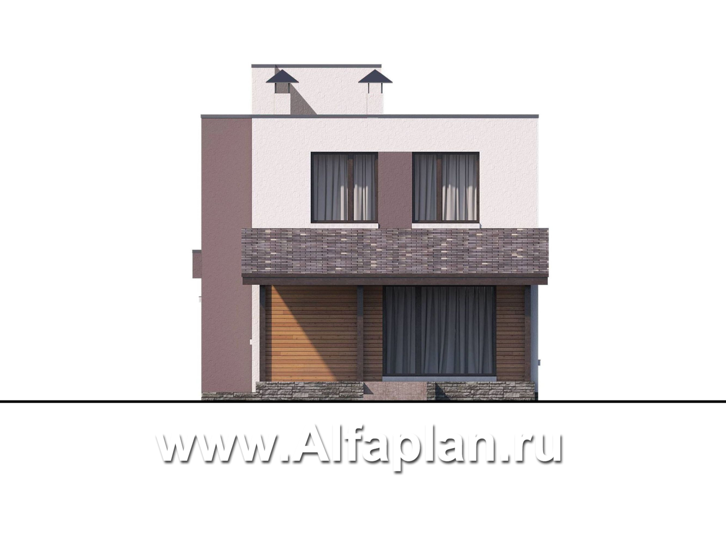 Проекты домов Альфаплан - «Арс» - проект двухэтажного дома с плоской кровлей, в стиле хай-тек, для узкого участка - дополнительное изображение №6