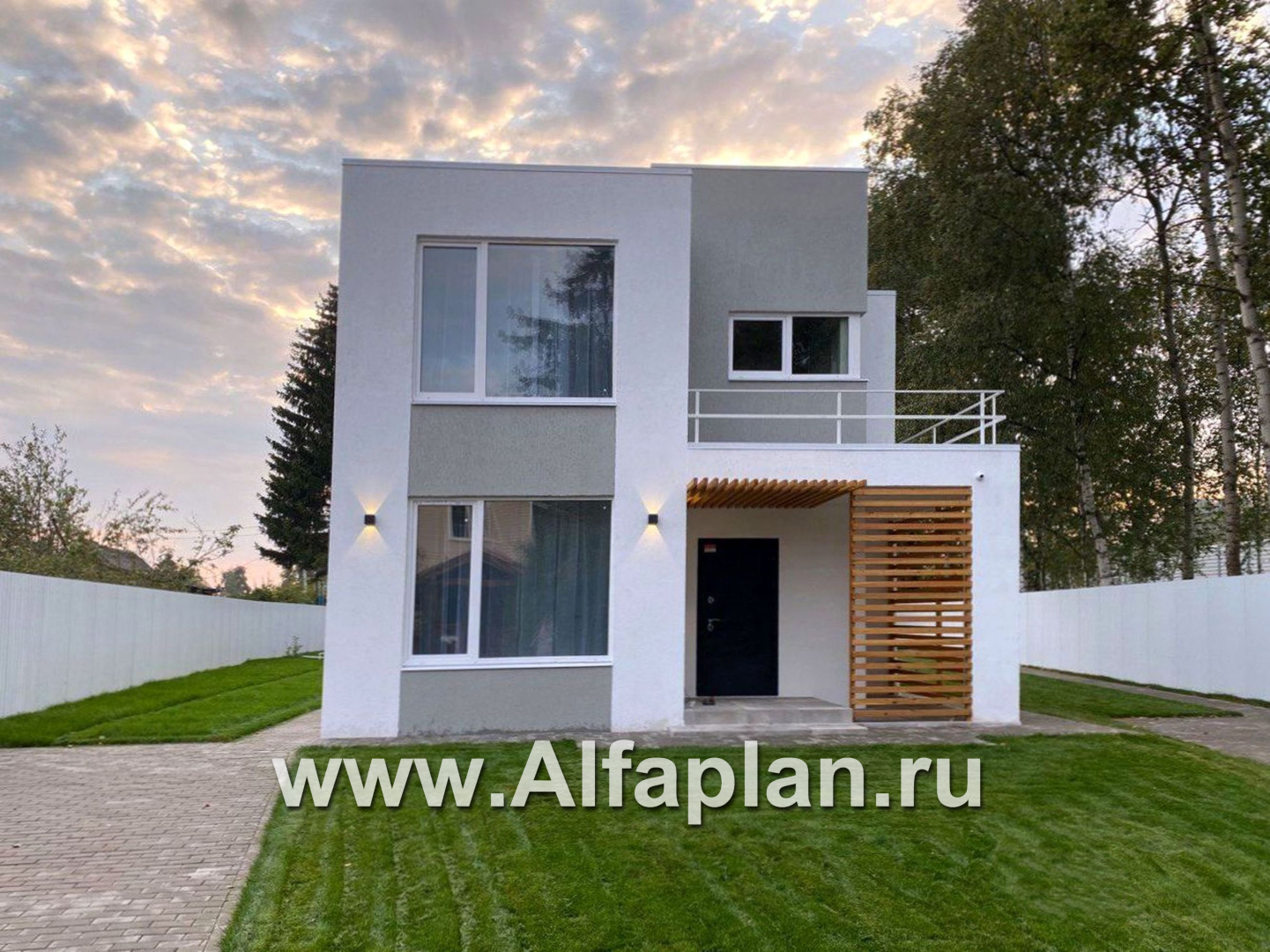 Проекты домов Альфаплан - «Арс» - проект двухэтажного дома с плоской кровлей, в стиле хай-тек, для узкого участка - дополнительное изображение №8