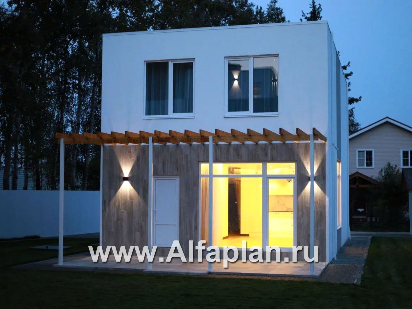 Проекты домов Альфаплан - «Арс» - проект двухэтажного дома с плоской кровлей, в стиле хай-тек, для узкого участка - дополнительное изображение №9