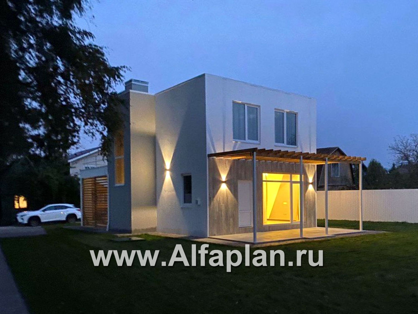 Проекты домов Альфаплан - «Арс» - проект двухэтажного дома с плоской кровлей, в стиле хай-тек, для узкого участка - дополнительное изображение №11