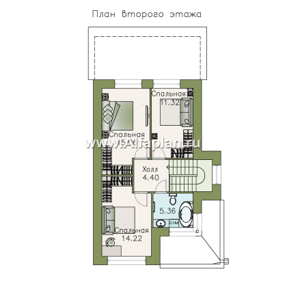 Проекты домов Альфаплан - «Арс» - проект двухэтажного дома с плоской кровлей, в стиле хай-тек, для узкого участка - превью плана проекта №2