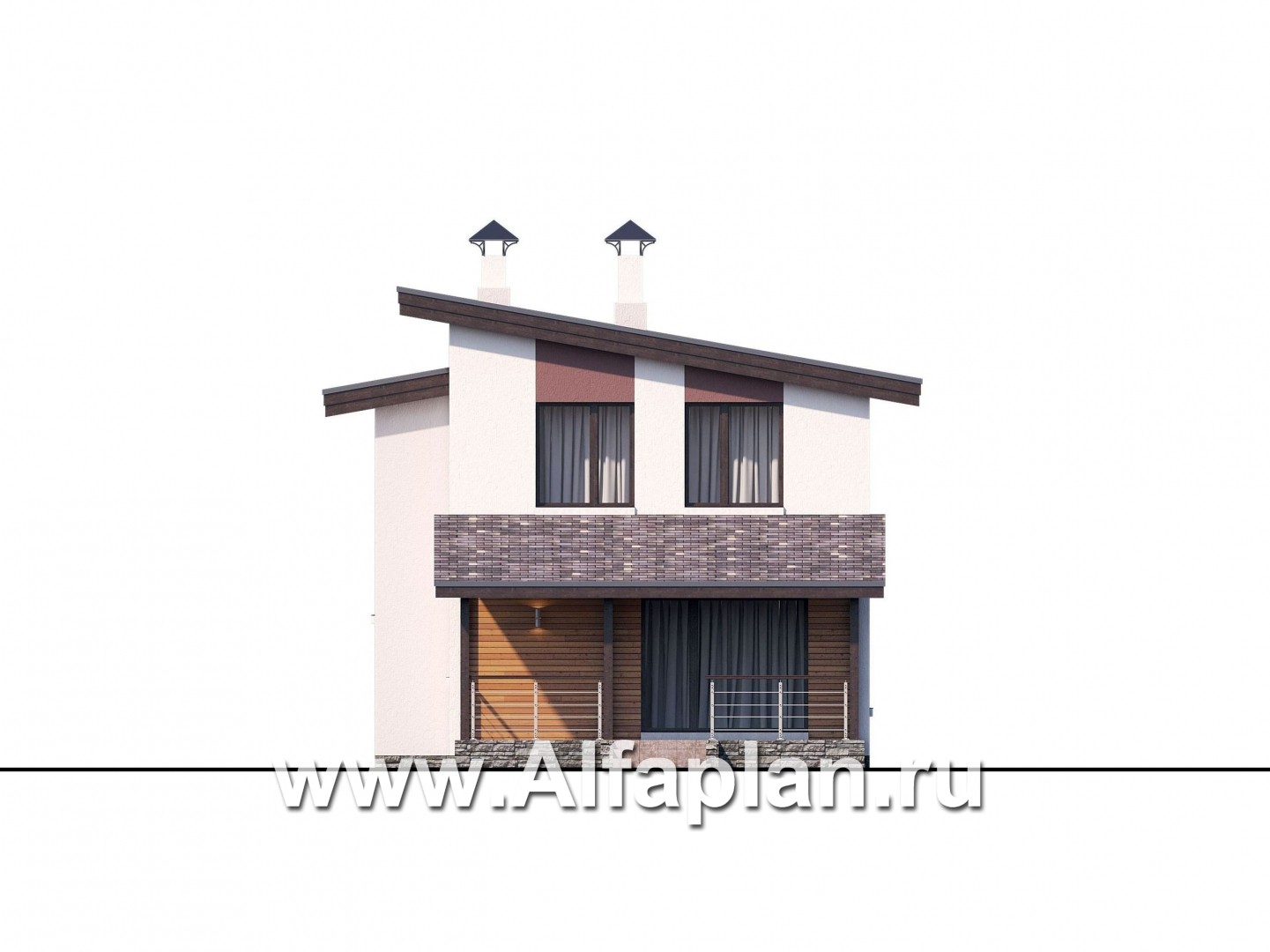 Проекты домов Альфаплан - «Арс» - дом с односкатной кровлей для узкого участка - изображение фасада №4