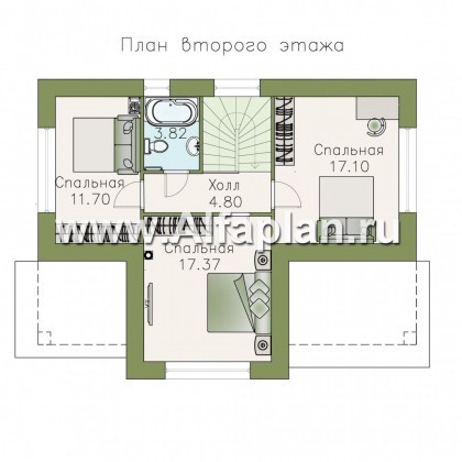Проекты домов Альфаплан - «Каменка» - компактный экономичный дом в ретро-стиле - превью плана проекта №2