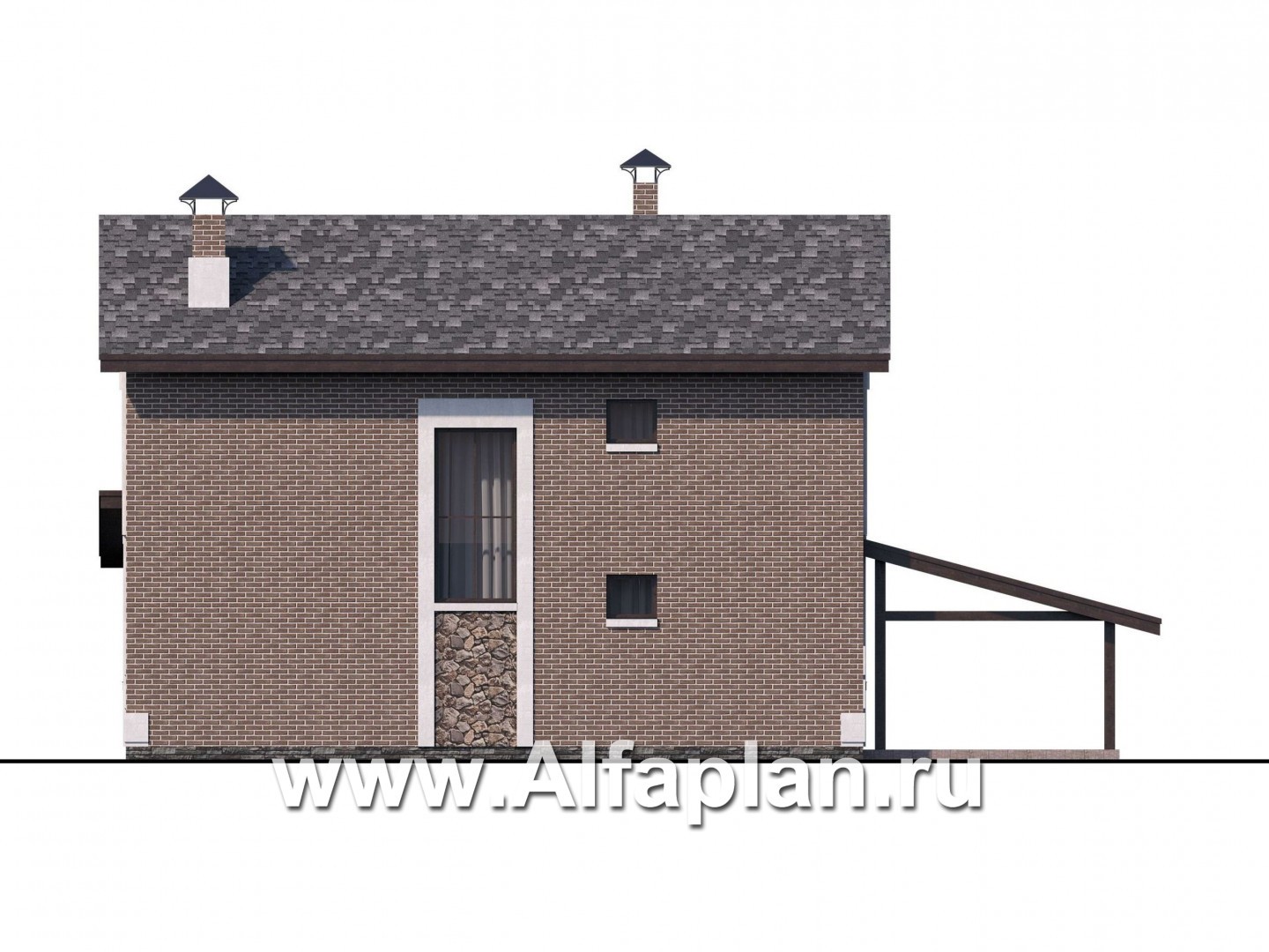 Проекты домов Альфаплан - «Каменка» - компактный экономичный дом в ретро-стиле - изображение фасада №4