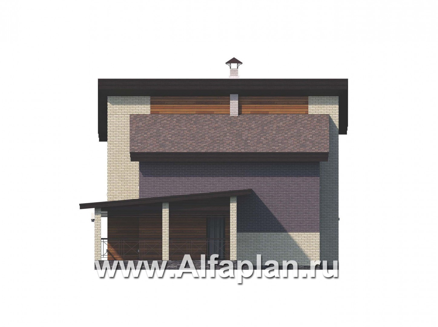 Проекты домов Альфаплан - 792В - «Стимул» - проект стильного двухэтажного дома с гаражом-навесом - изображение фасада №2