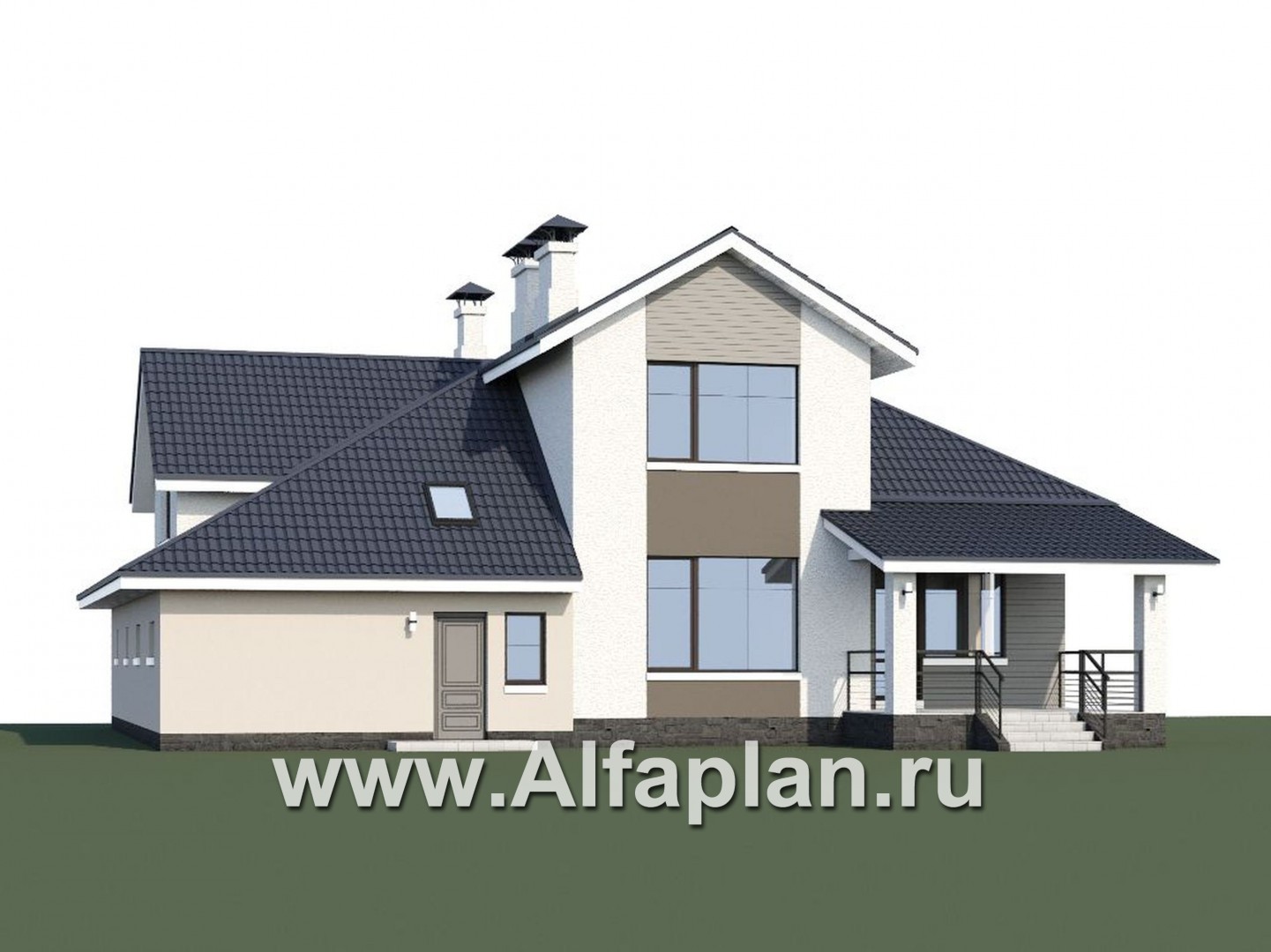 Проекты домов Альфаплан - «Кластер Персея» - современный мансардный дом с гаражом - дополнительное изображение №1