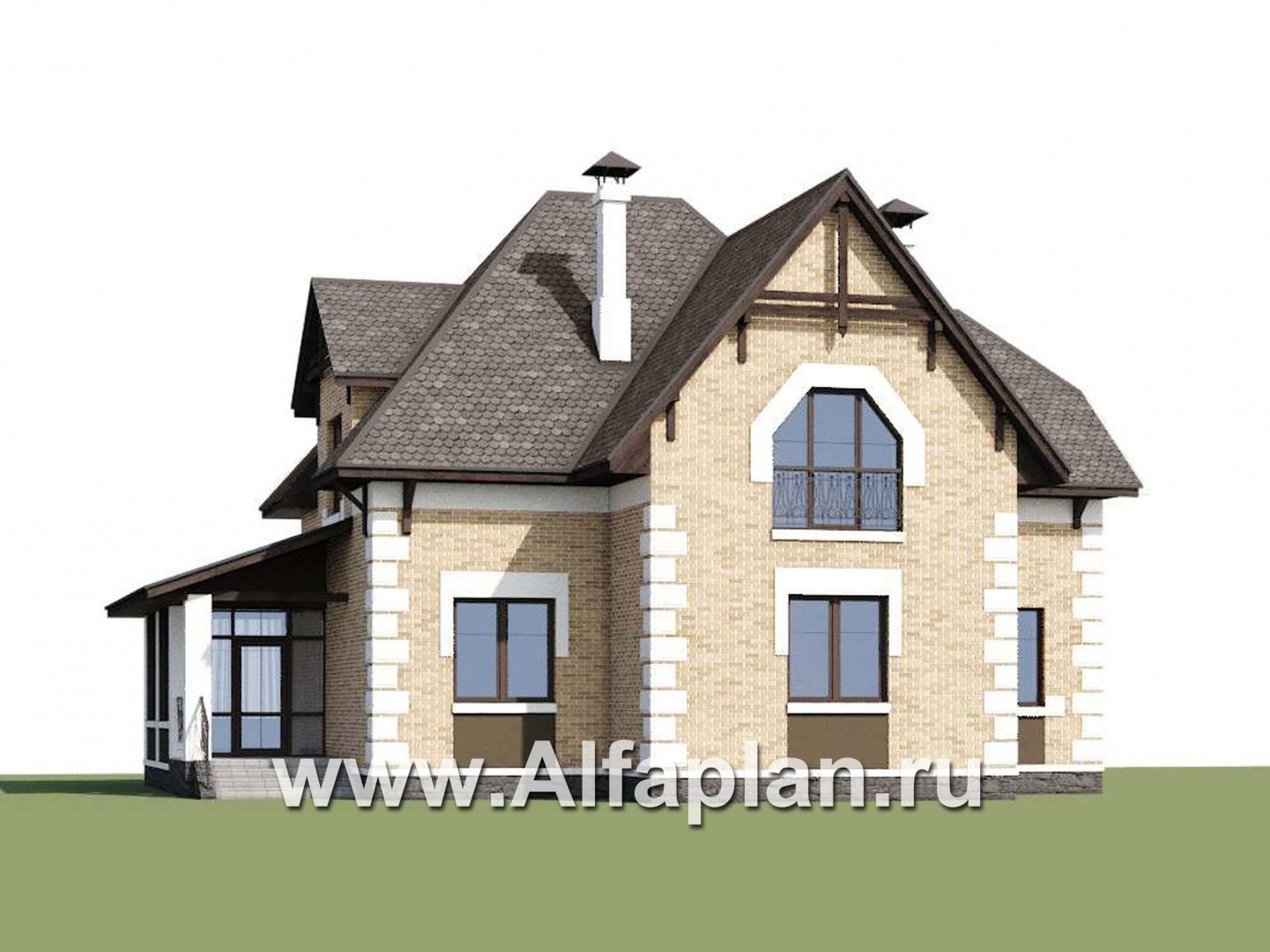 Проекты домов Альфаплан - «Клио» - классический коттедж с красивым эркером - дополнительное изображение №1