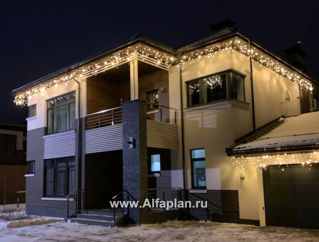 Проекты домов Альфаплан - «Прайд» - современный коттедж с остекленной верандой и гаражом - превью дополнительного изображения №6