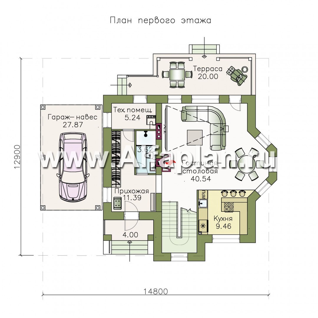 Проекты домов Альфаплан - «Pro vita» - компактный дом с удобной планировкой - план проекта №1