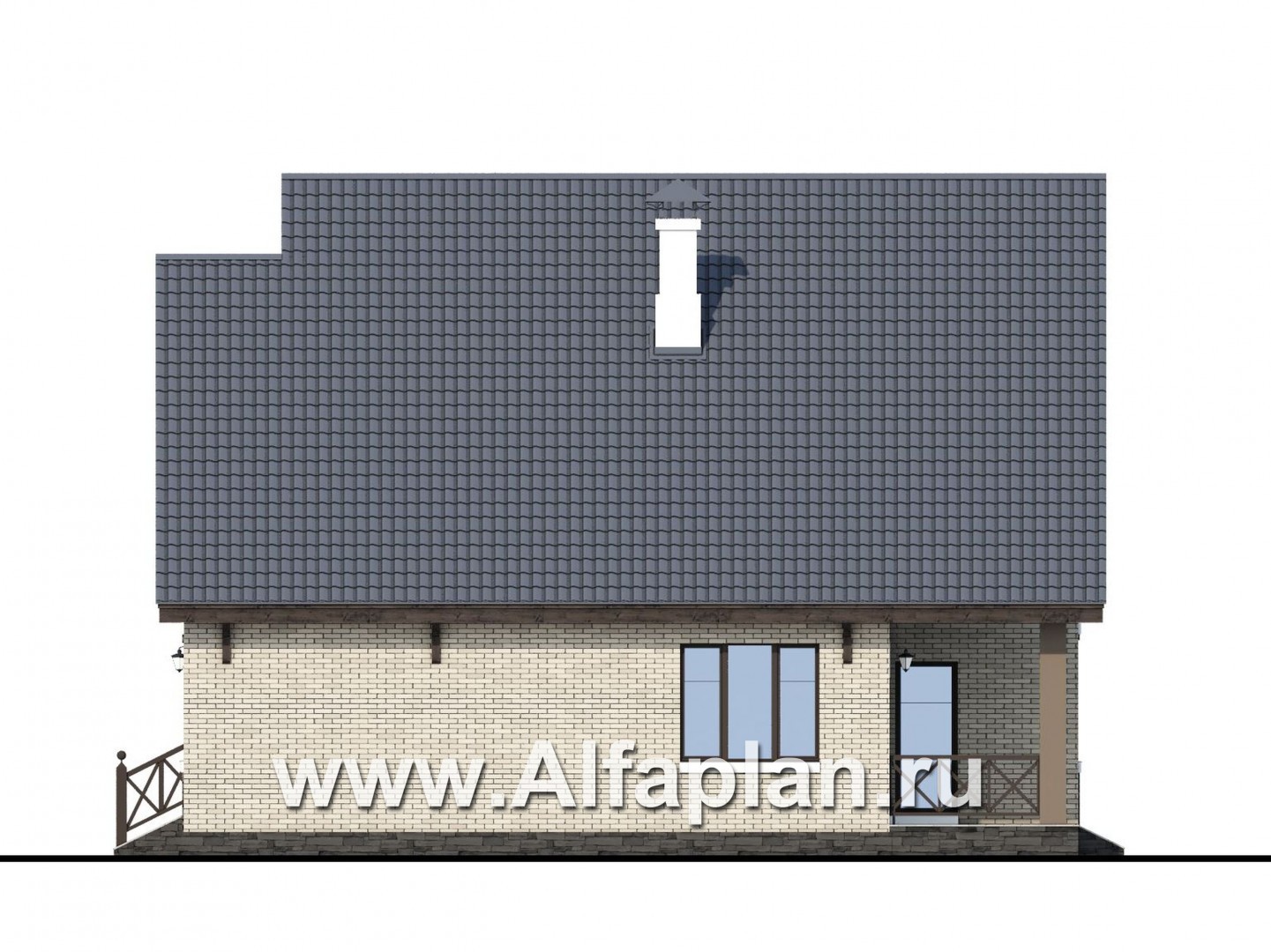 Проекты домов Альфаплан - «Простор» - компактный кирпичный дом с просторной гостиной - изображение фасада №2