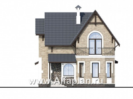 «Оптима» - проект красивого дома с мансардой, с эркером и с террасой - превью фасада дома