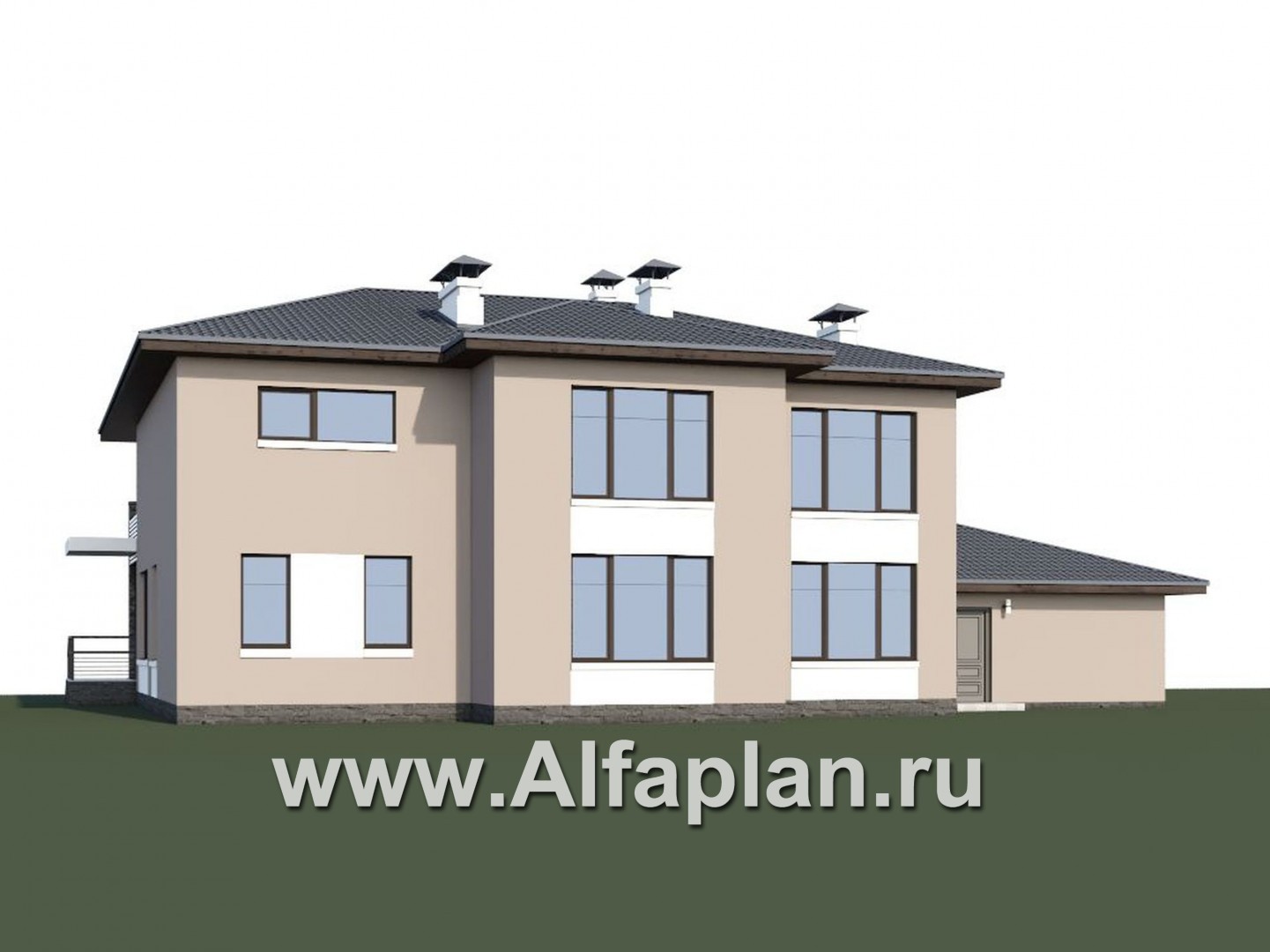 Проекты домов Альфаплан - «Семь звезд» - современный коттедж с панорамными окнами и гаражом - дополнительное изображение №1