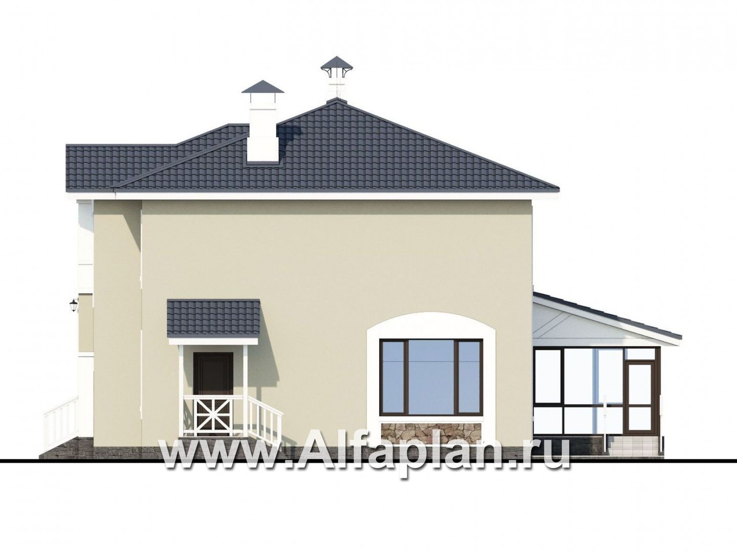 Проекты домов Альфаплан - «Либезюсефрау» - удобный дом с романтическими фасадами - изображение фасада №2