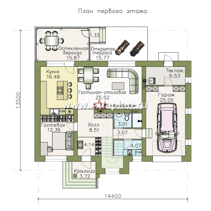 Проекты домов Альфаплан - «Либезюсефрау» — удобный дом с романтическими фасадами - превью плана проекта №1