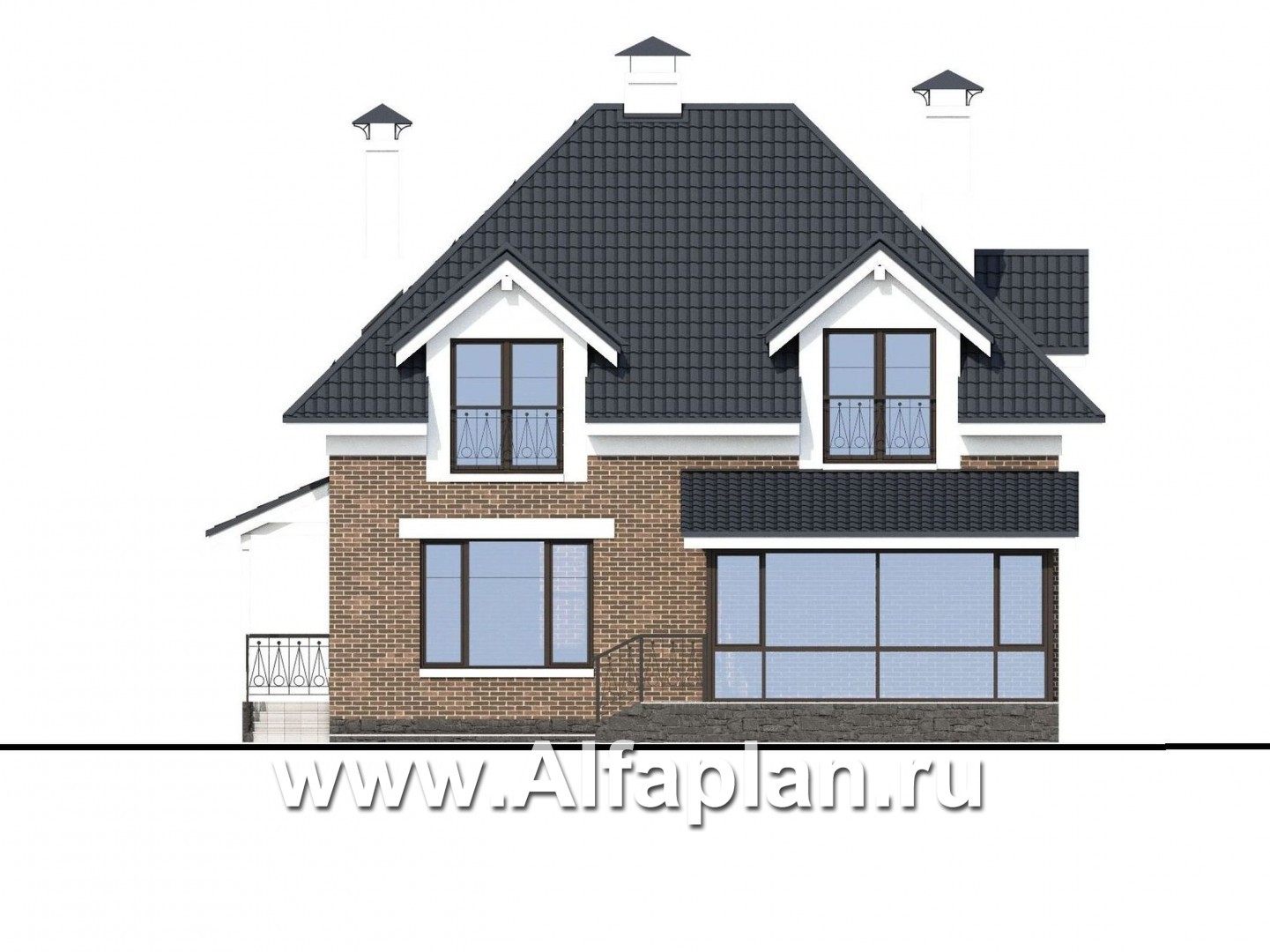Проекты домов Альфаплан - «Принцесса осени» - красивый и удобный частный дом - изображение фасада №4