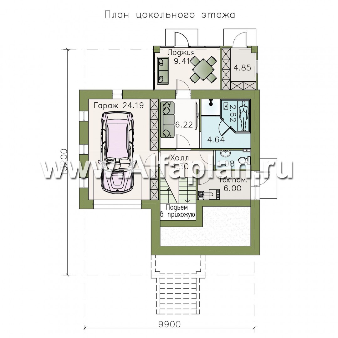 Проекты домов Альфаплан - «Берег» - современный компактный коттедж для небольшого участка - изображение плана проекта №1