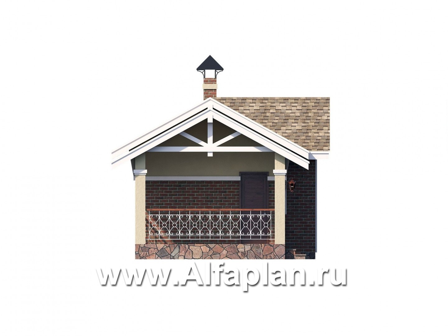 Проекты домов Альфаплан - Дом для отдыха(баня) с уютным крыльцом - изображение фасада №3