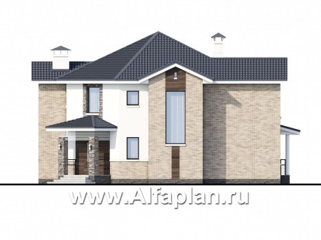 Проекты домов Альфаплан - «Махаон» - эксклюзивный дом с диагональным построением - превью фасада №2