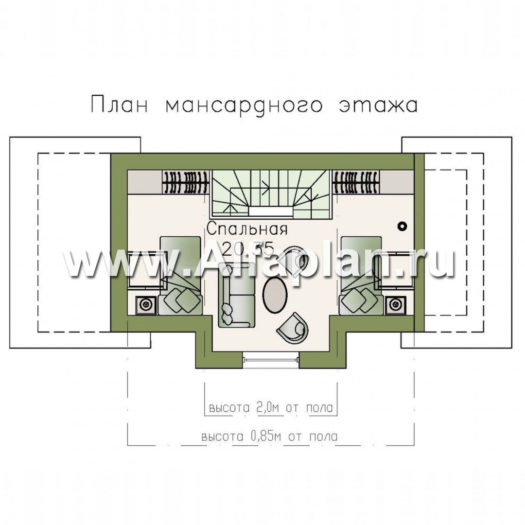 Проекты домов Альфаплан - Баня с гостевой комнатой в мансарде - изображение плана проекта №2