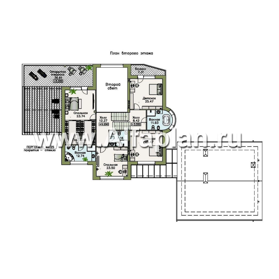 Проекты домов Альфаплан - Эксклюзивный проект виллы со вспомогательным домом и гаражом - изображение плана проекта №3
