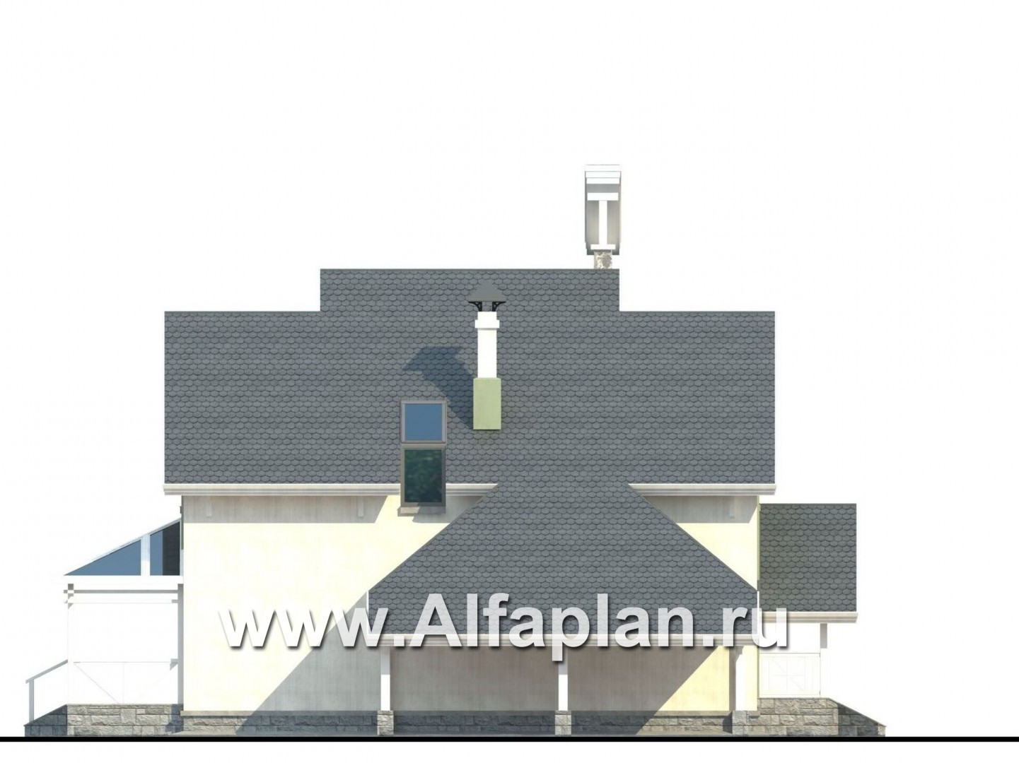 Проекты домов Альфаплан - «Компакт» - проект мансардного дома с двускатной кровлей - изображение фасада №3