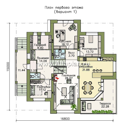 Проекты домов Альфаплан - «Три семерки» - трехэтажный загородный особняк - превью плана проекта №2