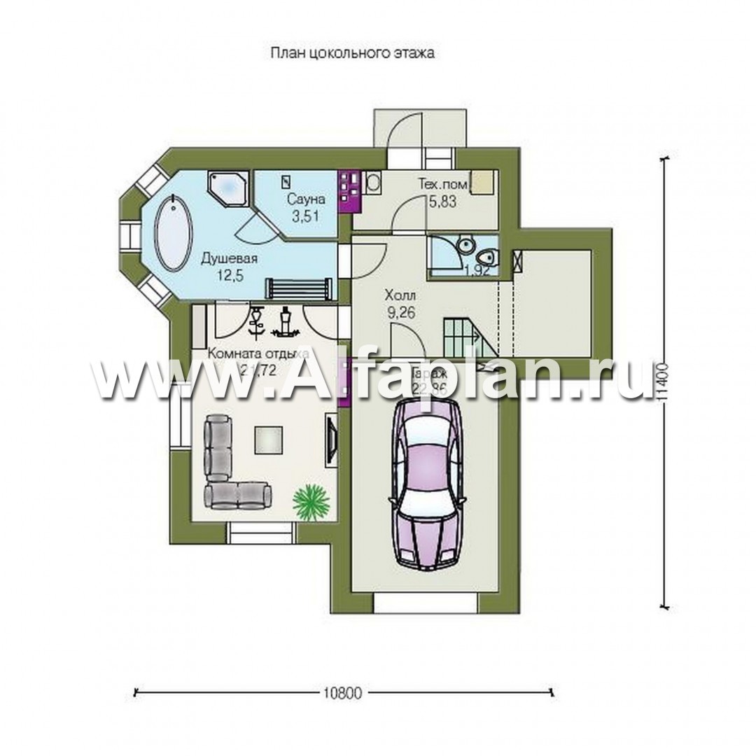 Проекты домов Альфаплан - «Корвет» - трехэтажный коттедж с гаражом - изображение плана проекта №1