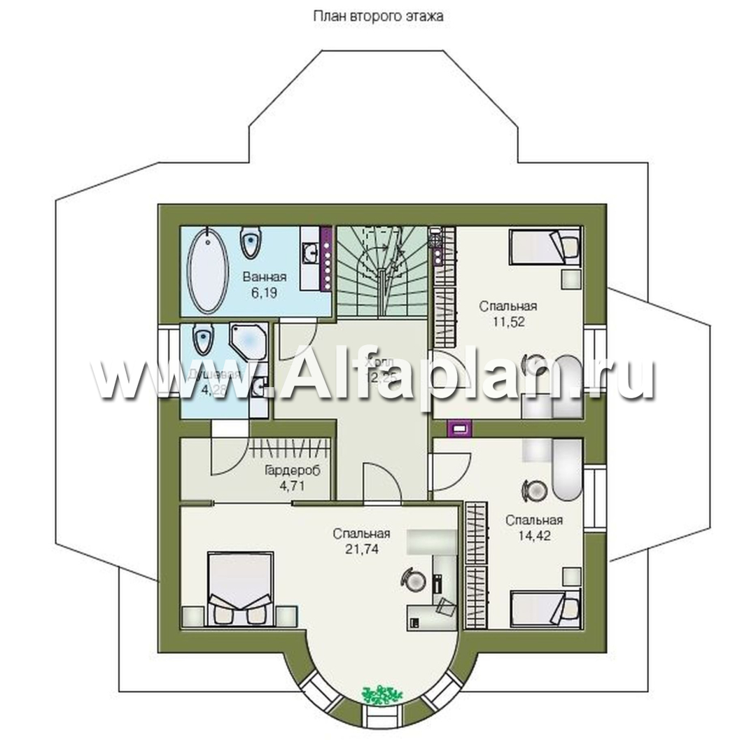Проекты домов Альфаплан - «Петит Плюс» - коттедж с цокольным этажом - план проекта №3