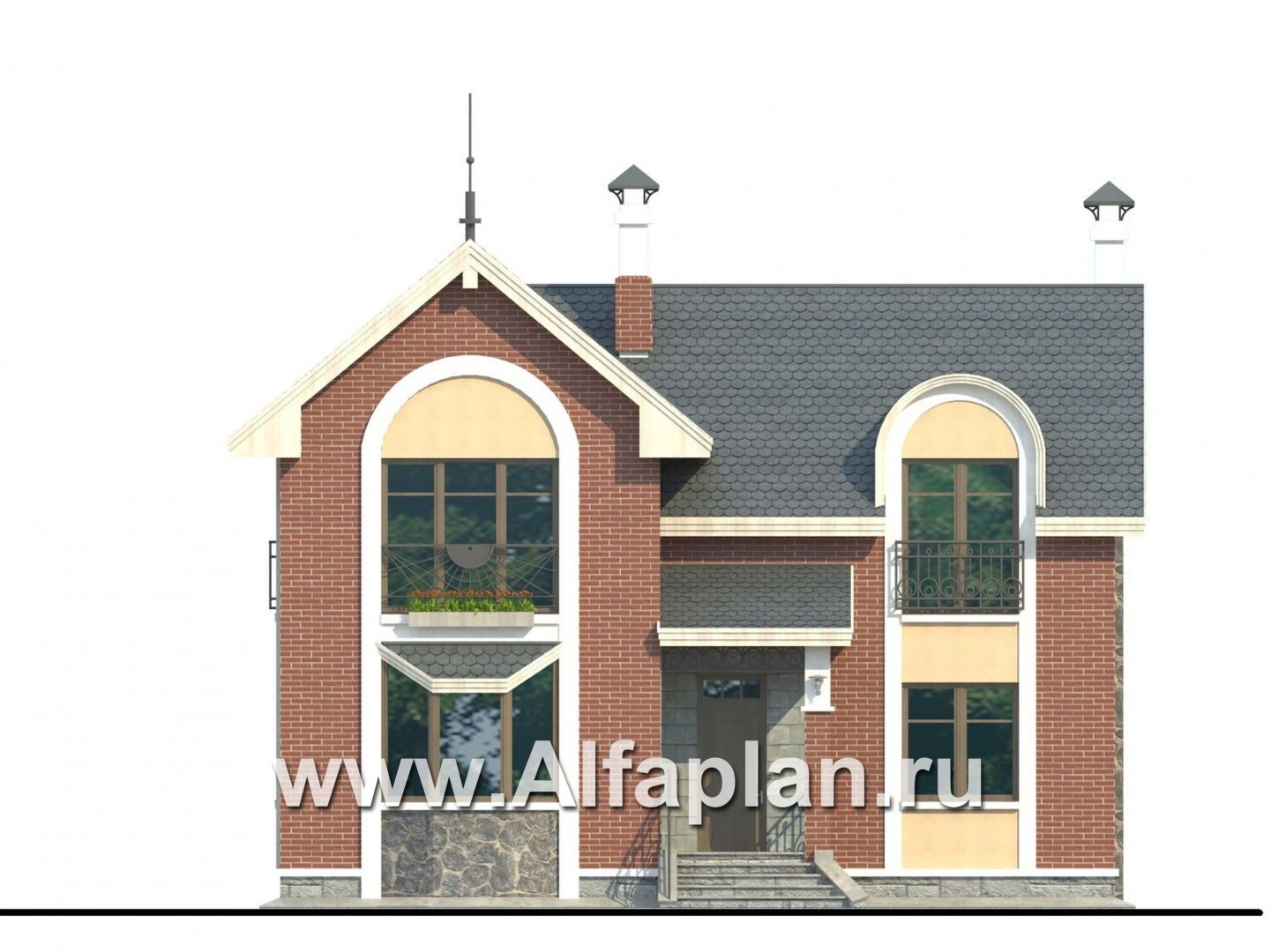 Проекты домов Альфаплан - «Фантазия» - компактный дом для небольшого участка - изображение фасада №1