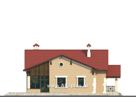Проекты домов Альфаплан - «Поместье» - одноэтажный дом с удобной планировкой - превью фасада №3