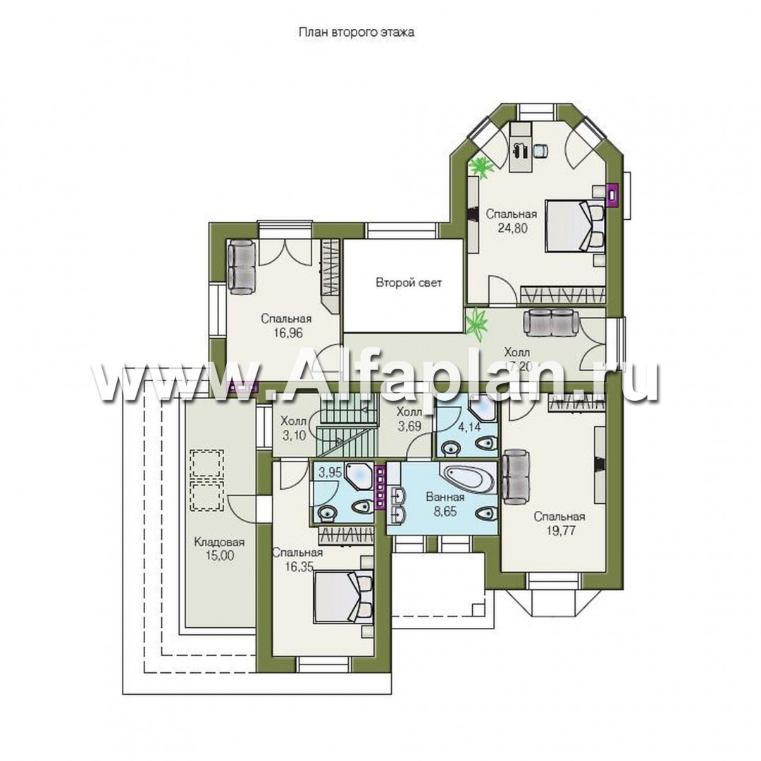 Проекты домов Альфаплан - «Эвридика» - красивый загородный дом с гаражом на две машины - план проекта №2