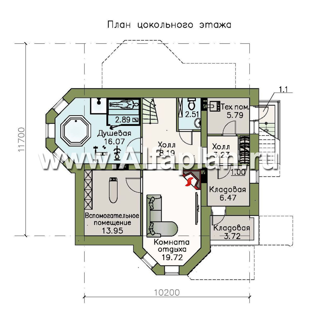 Проекты домов Альфаплан - «Успех Плюс» — удобный коттедж с цокольным этажом - план проекта №1