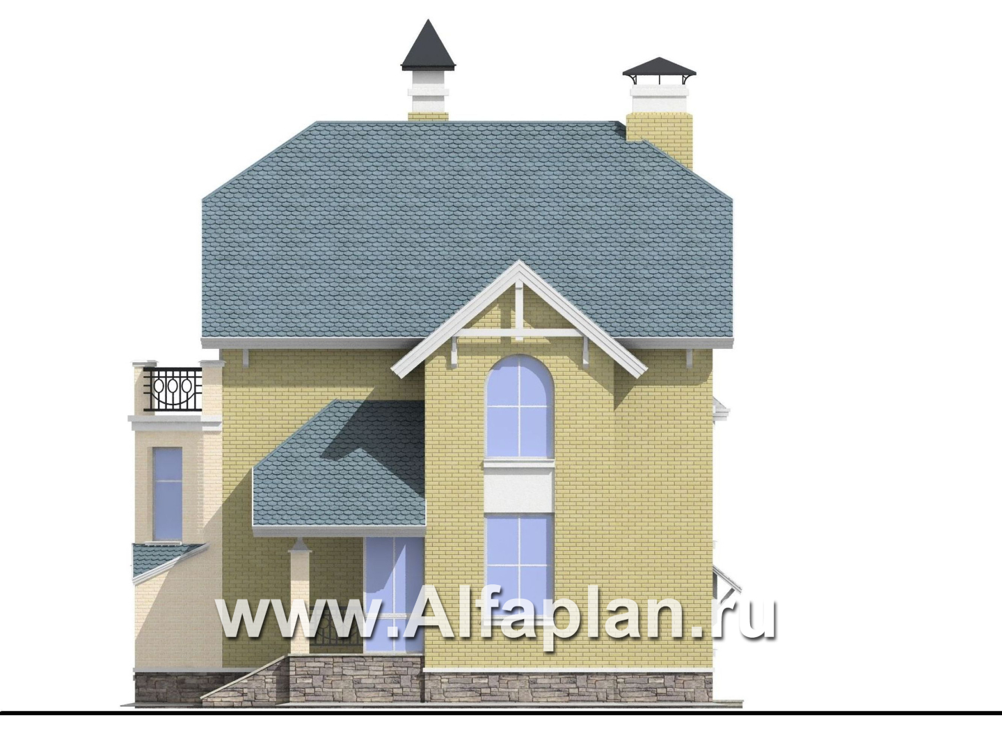 «Корвет» - проект трехэтажного дома, с гаражом на 1 авто и спортзалом в цоколе, с эркером - фасад дома