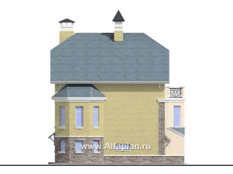 «Корвет» - проект трехэтажного дома, с гаражом на 1 авто и спортзалом в цоколе, с эркером - превью фасада дома