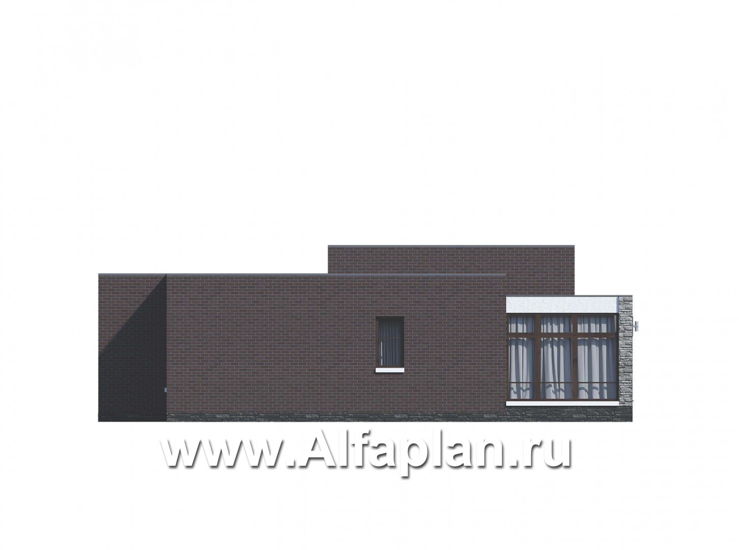 «Магнолия» — красивый проект одноэтажного дома, планировка 3 спальни, современный стиль, фасад из кирпича - фасад дома