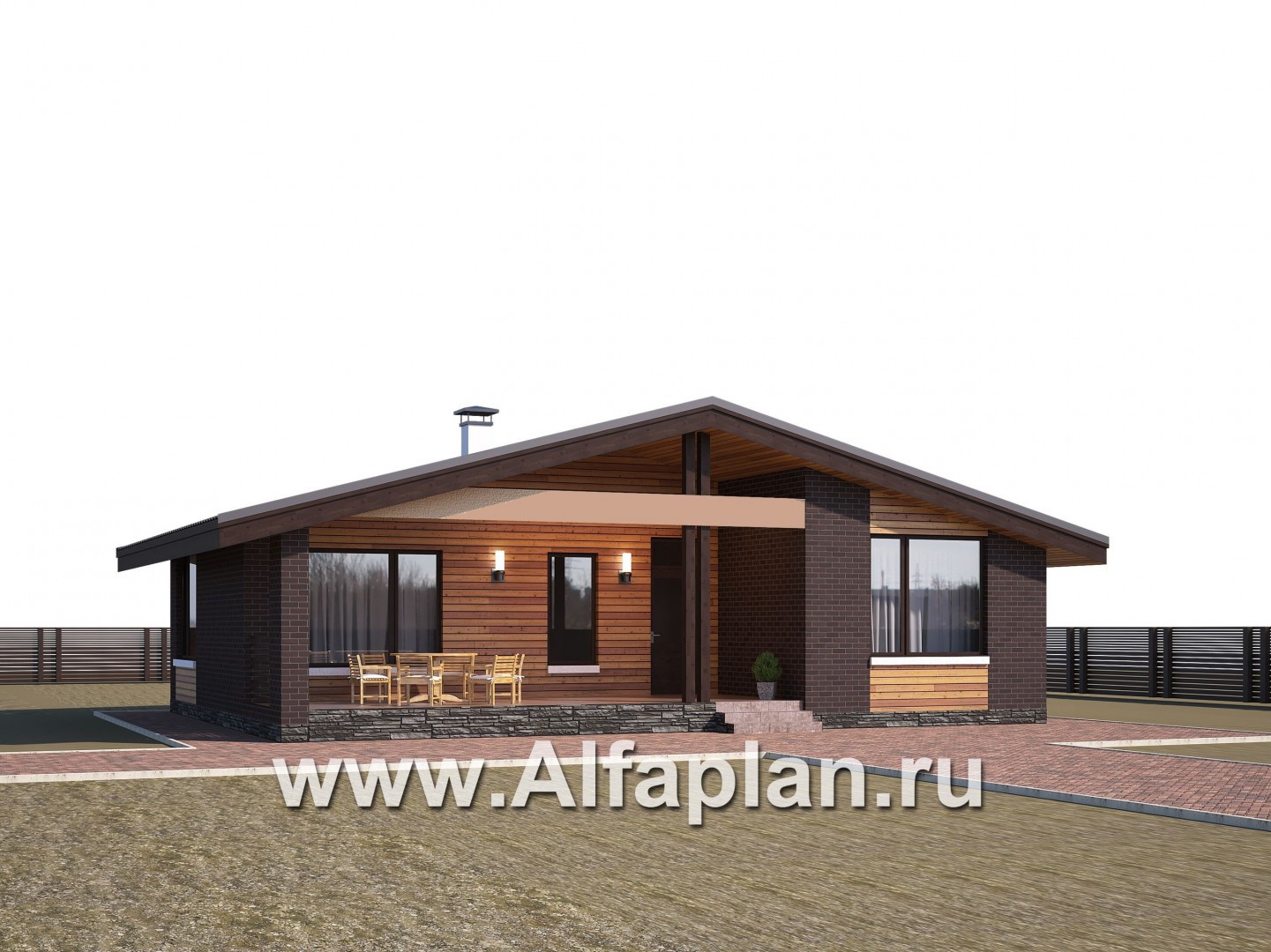 Проекты домов Альфаплан - «Бета» - стильный каркасный коттедж с террасой - дополнительное изображение №3