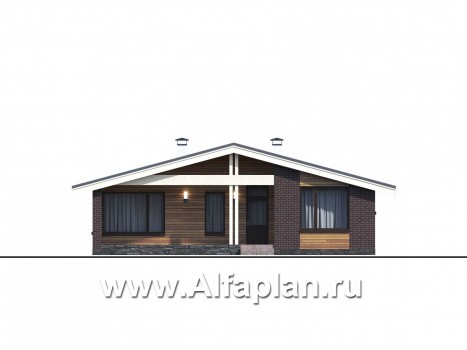Проекты домов Альфаплан - «Бета» - стильный каркасный коттедж с террасой - превью фасада №2